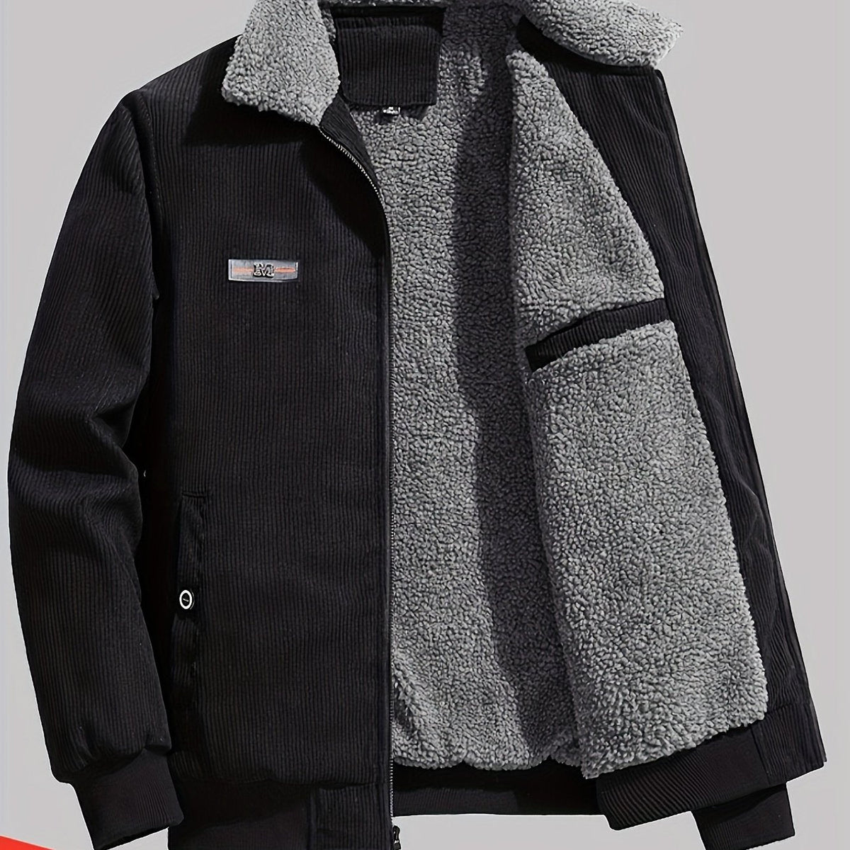 Padded Winter Jacket with Plush Lining and Stand Collar, Relaxed Fit