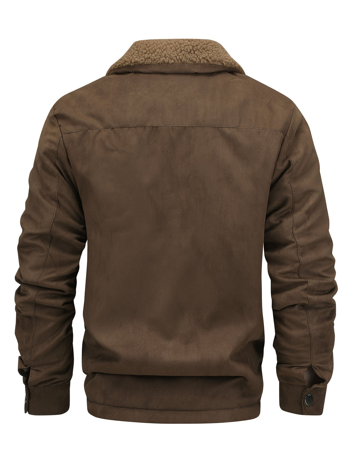 Winter Jacket with Plush Fleece Lining and Full Length Zipper, Structured Collar