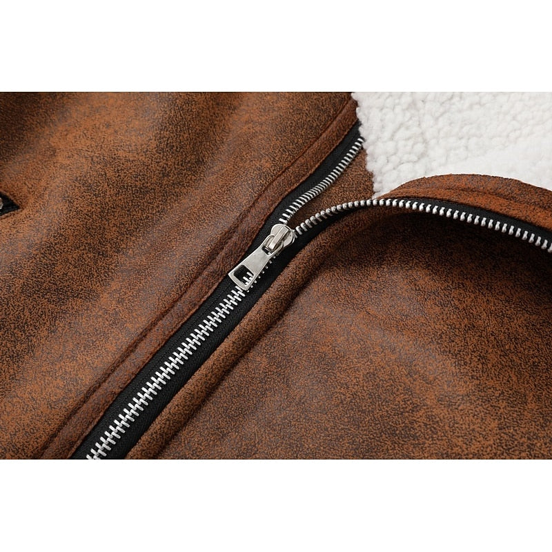 Lined Winter Jacket with Plush Interior and Classic Collar, Relaxed Fit