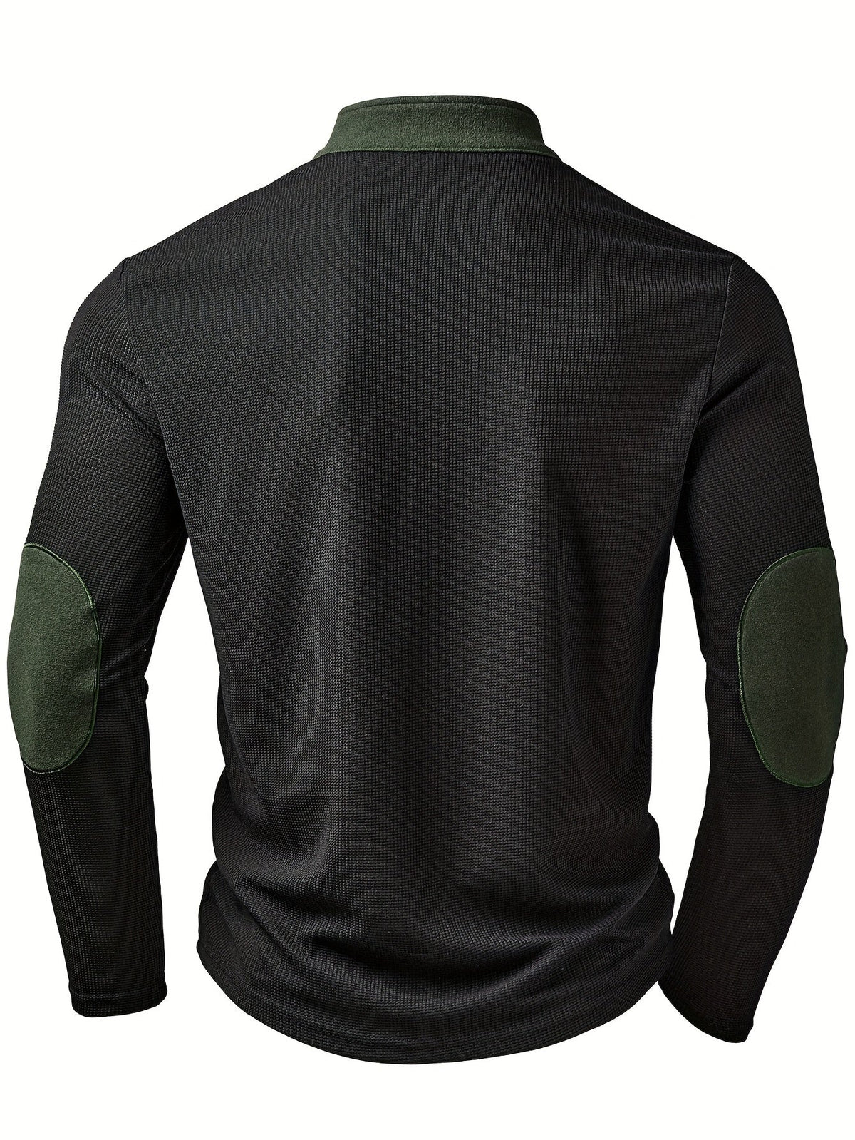 Textured Color Block Quarter Zip Pullover with Stand Collar and Tailored Fit
