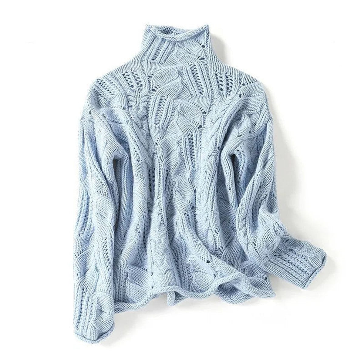 Long Sleeve Cable Knit Pullover Sweater with Ribbed Quarter Zip Collar