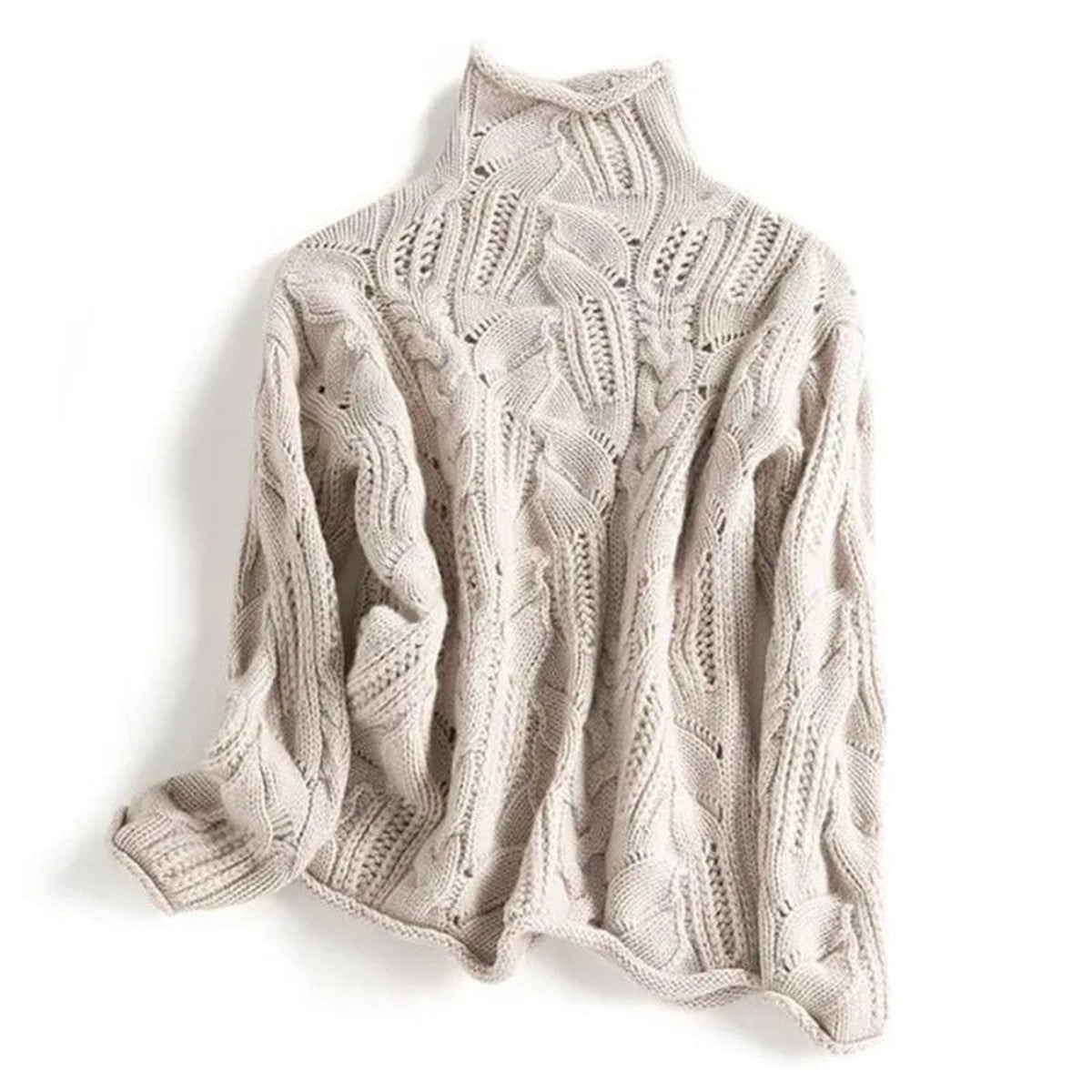 Long Sleeve Cable Knit Pullover Sweater with Ribbed Quarter Zip Collar