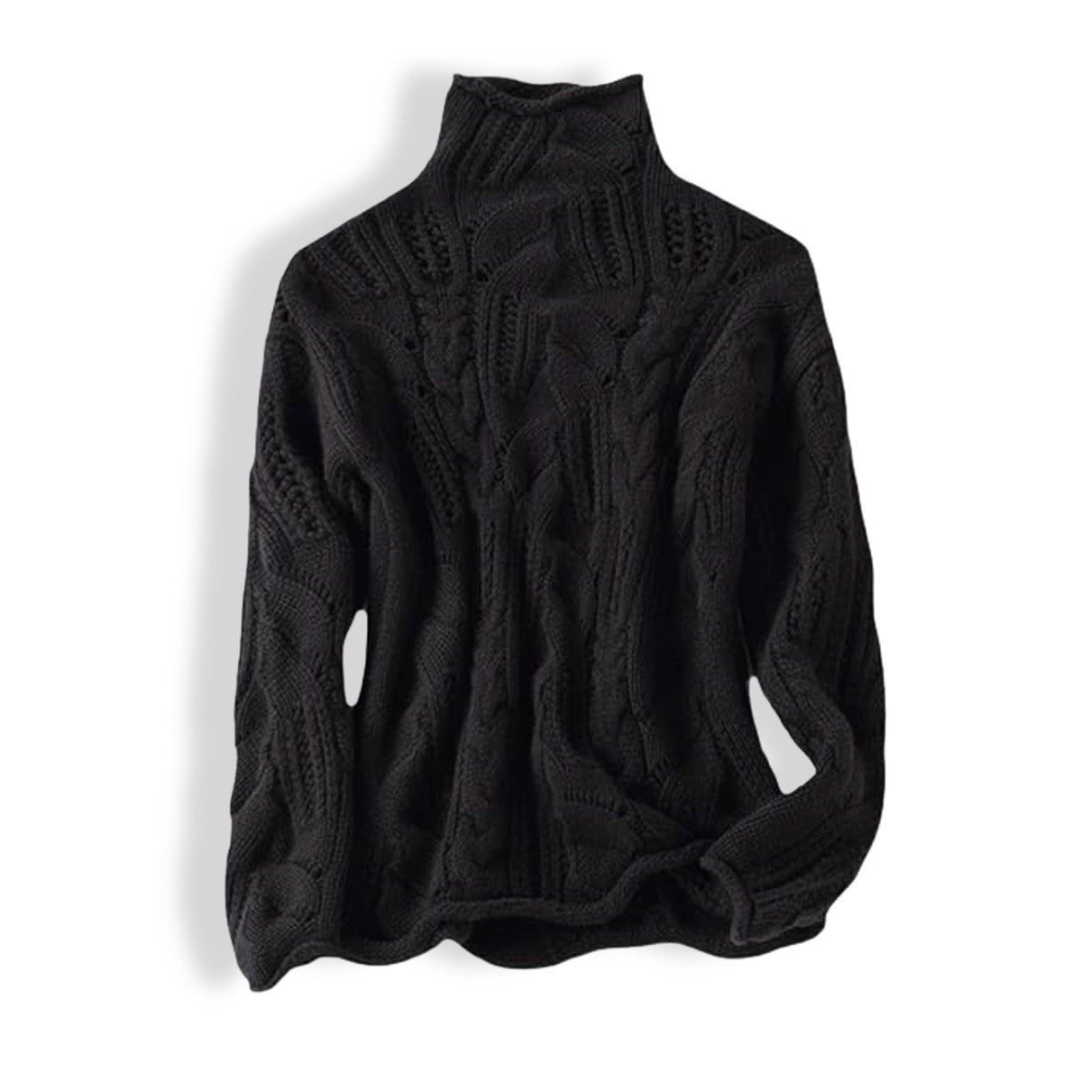 Long Sleeve Cable Knit Pullover Sweater with Ribbed Quarter Zip Collar