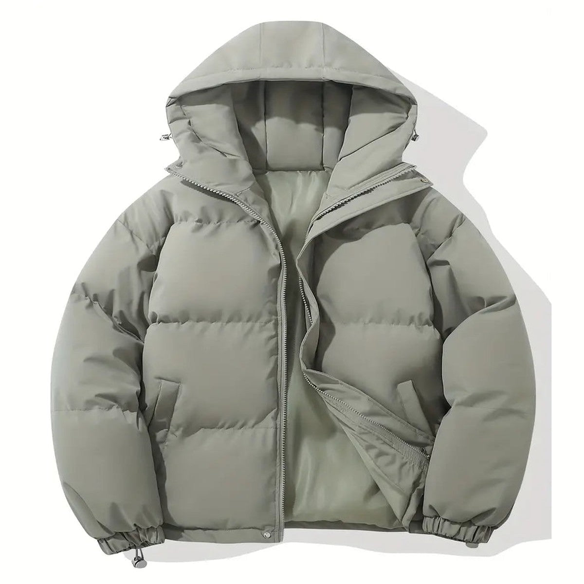 Women Plush Fleece Zip Up Hooded Jacket with Front Pockets
