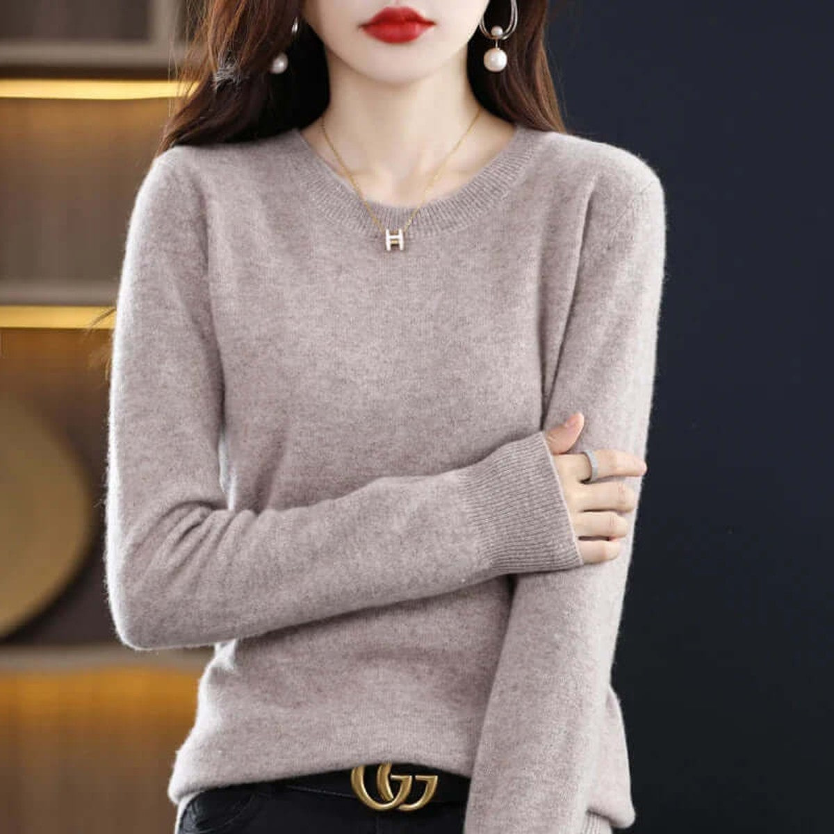 Womens Ribbed Turtleneck Knit Pullover Sweater with Long Sleeves and High Neck