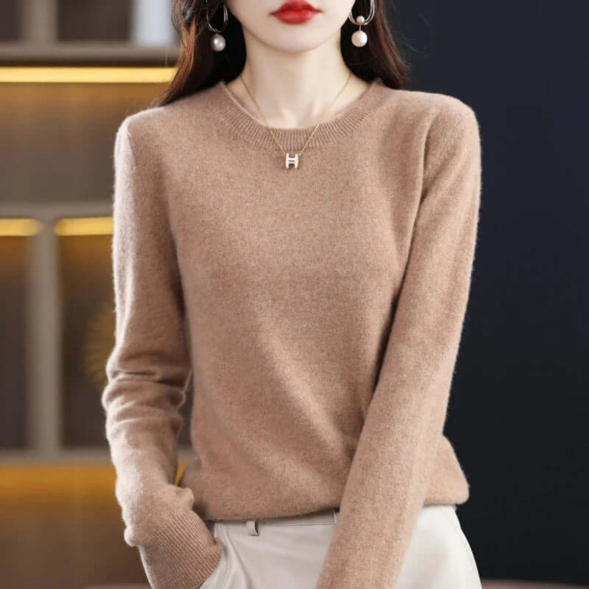 Womens Ribbed Turtleneck Knit Pullover Sweater with Long Sleeves and High Neck