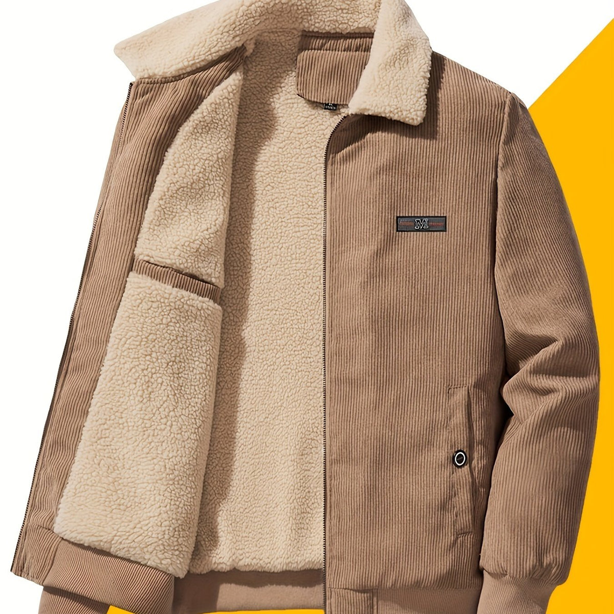 Padded Winter Jacket with Plush Lining and Stand Collar, Relaxed Fit