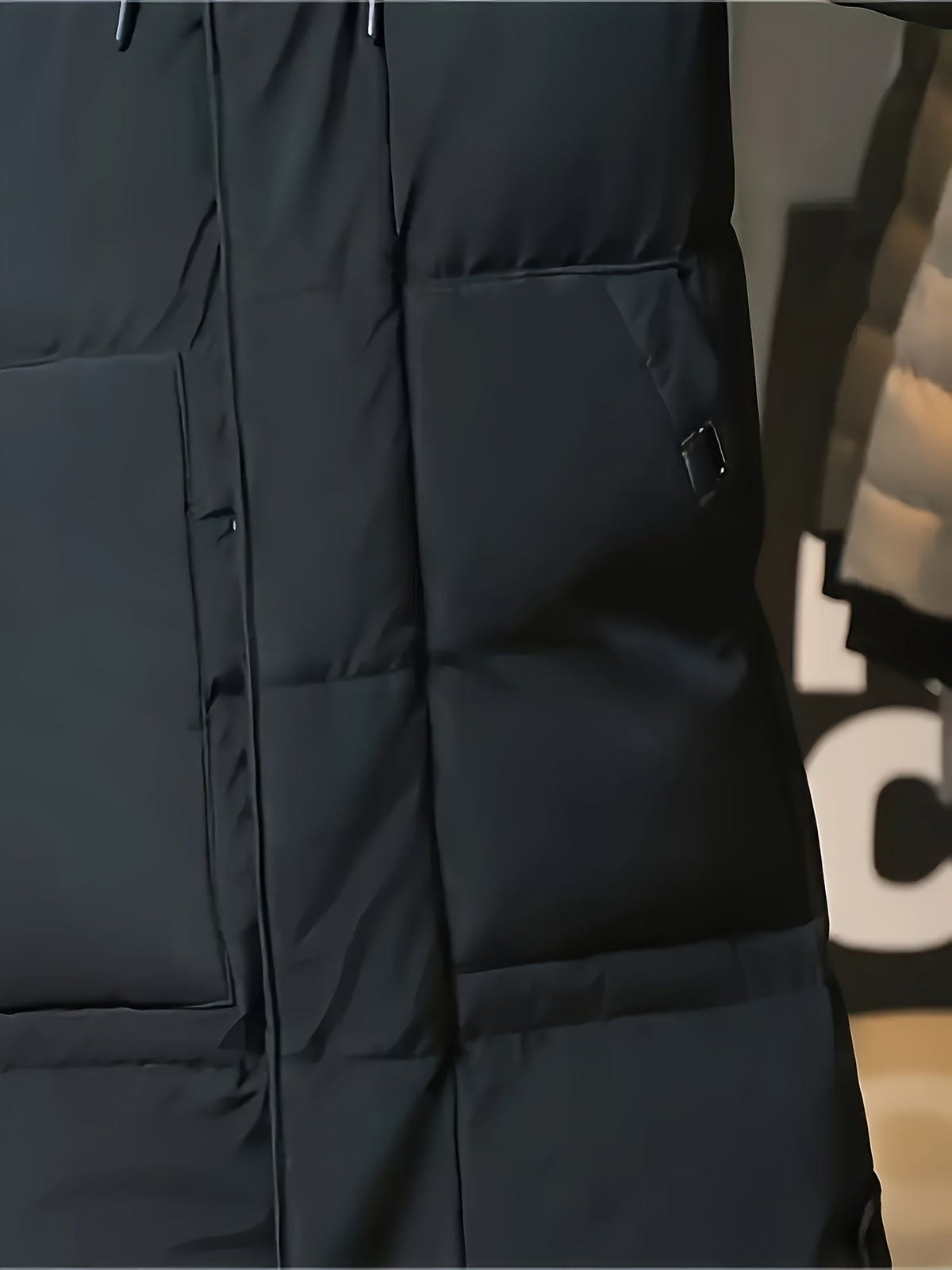 Insulated Longline Hooded Coat with Full-Length Zipper and Adjustable Hood