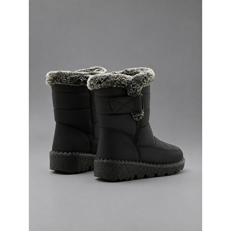Winter Snow Boots with Plush Lining and Deep Tread Sole, Side Fastening