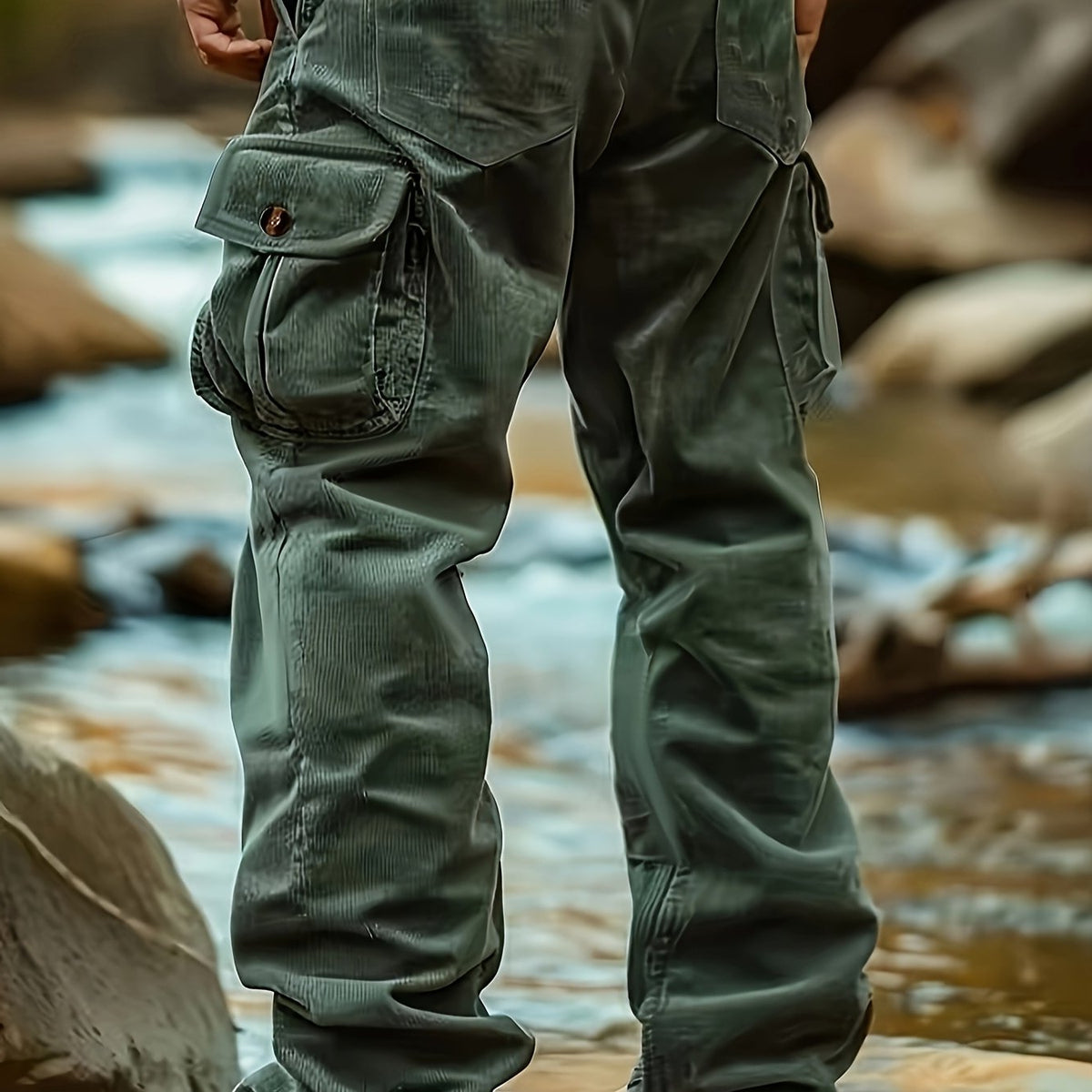Cargo Pants with Multiple Pockets and Elastic Waistband, Relaxed Fit