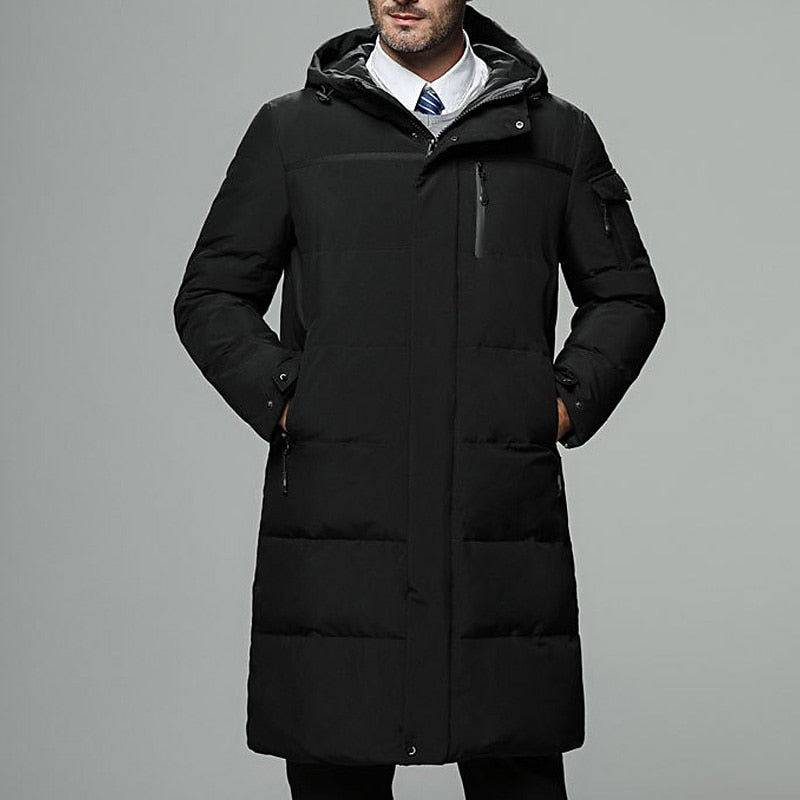 Longline Puffer Coat with Adjustable Hood and Insulated Shell, Zip Pockets