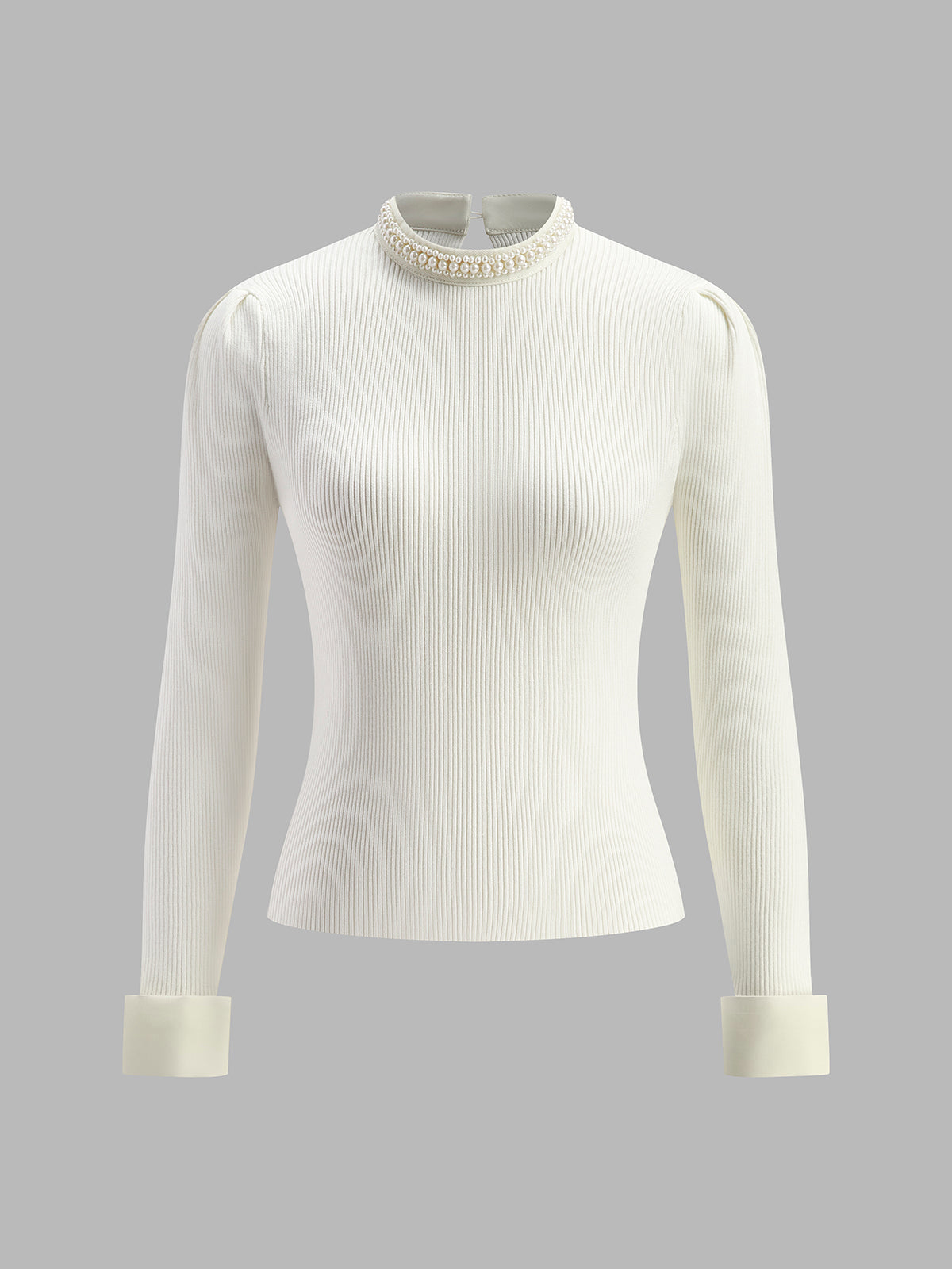 Womens Slim Fit Knit Top with Contrast Binding Detail
