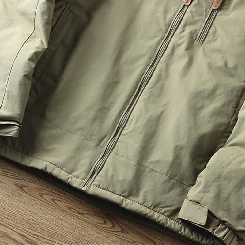 Hooded Jacket with Lined Interior and Adjustable Drawstring Hood, Wind Resistant Shell