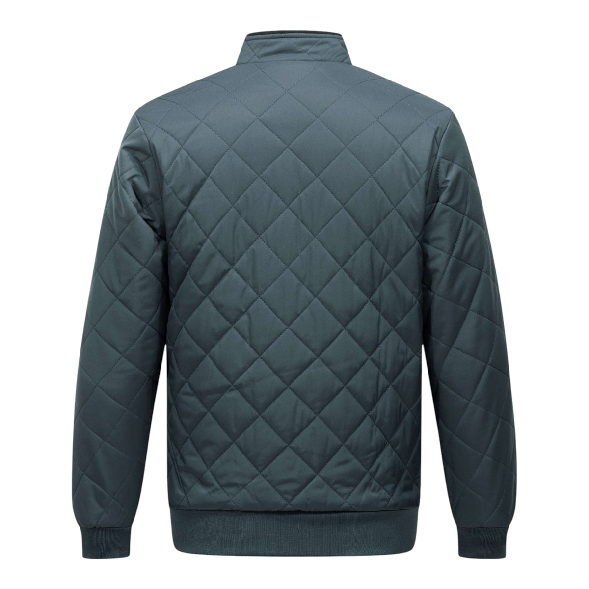 Quilted Bomber Jacket with Fleece Lining and Stand Collar, Ribbed Cuffs