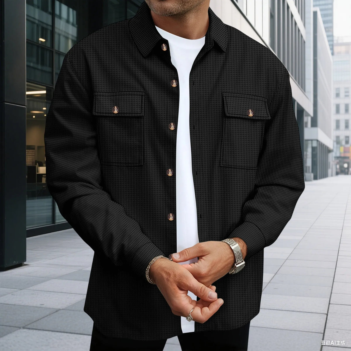 Mens 2 Piece Sweatsuit Set, Waffle Plaid Jacquard Jacket Top and Casual Pants, Fall Fashion Outfit