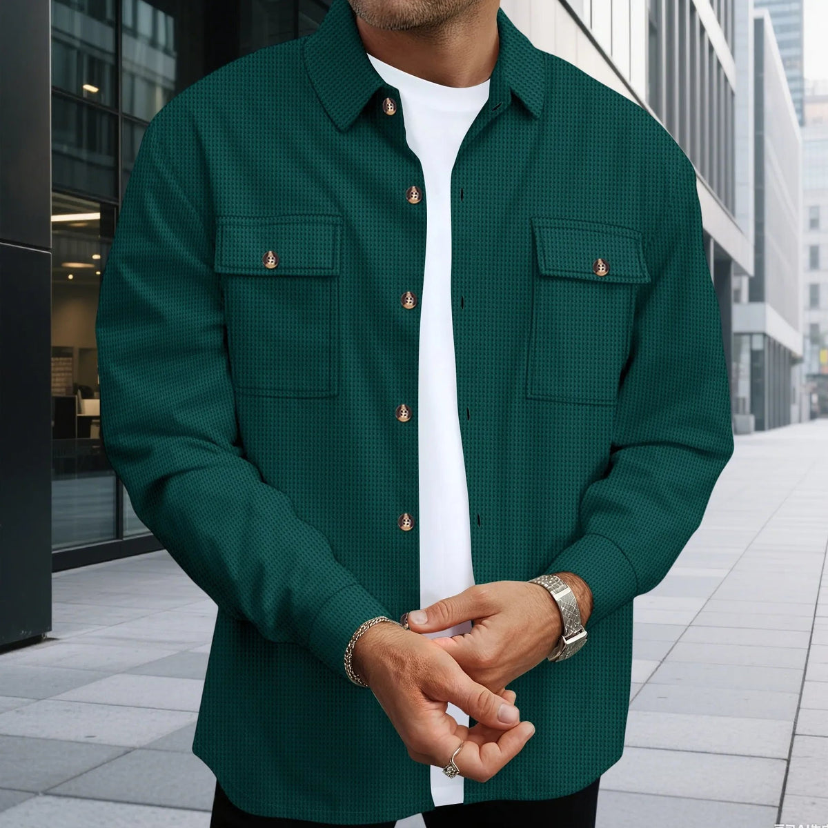 Mens 2 Piece Sweatsuit Set, Waffle Plaid Jacquard Jacket Top and Casual Pants, Fall Fashion Outfit