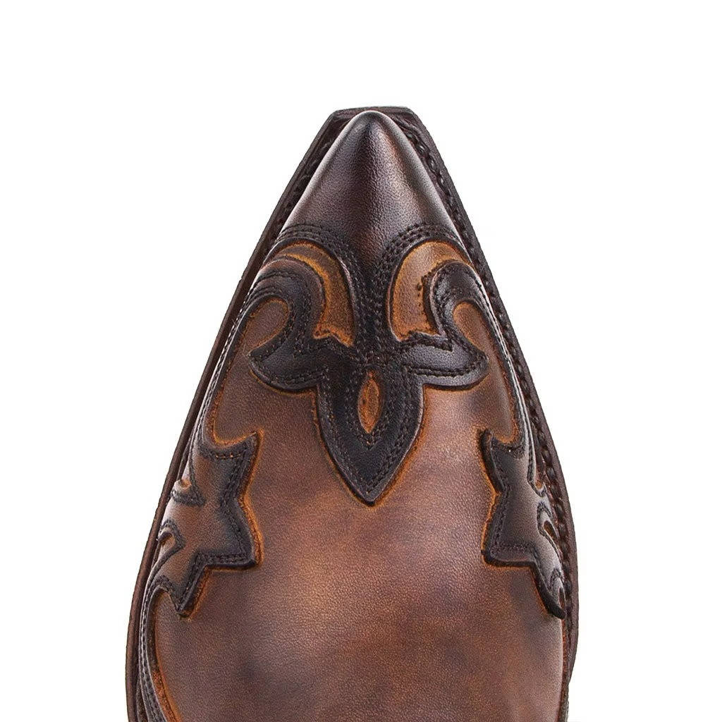 Embroidered Western Ankle Boots with Pointed Toe and Rubber Grip Outsole for Women