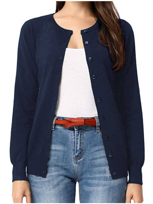 Women's Long Sleeve Knit Cardigan Sweaters, Casual Dressy Open Front Button Down Cardigans, Summer Outfit