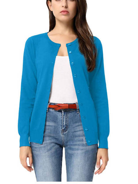Women's Long Sleeve Knit Cardigan Sweaters, Casual Dressy Open Front Button Down Cardigans, Summer Outfit