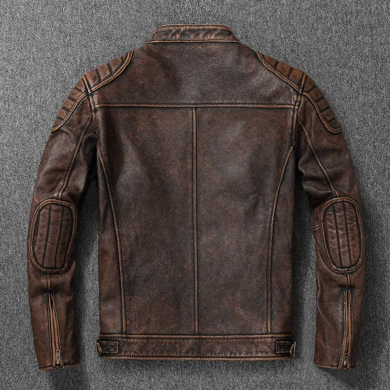 Quilted Motorcycle Jacket with Snap Collar and Four Pockets, Full Length Zipper