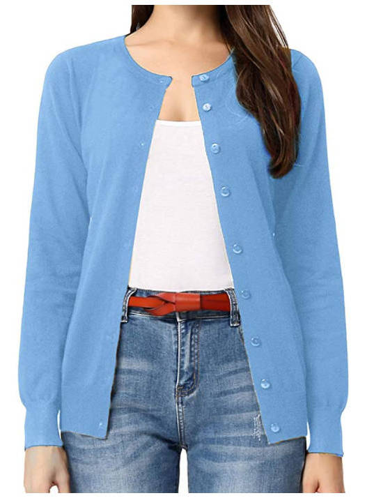 Women's Long Sleeve Knit Cardigan Sweaters, Casual Dressy Open Front Button Down Cardigans, Summer Outfit