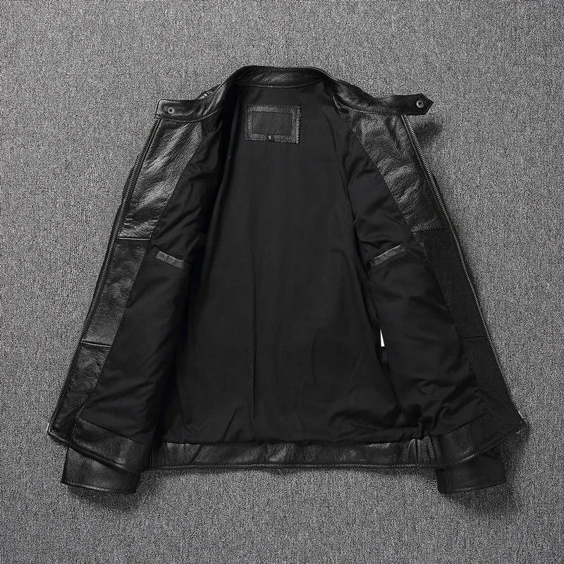 Quilted Motorcycle Jacket with Snap Collar and Four Pockets, Full Length Zipper