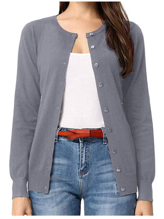 Women's Long Sleeve Knit Cardigan Sweaters, Casual Dressy Open Front Button Down Cardigans, Summer Outfit