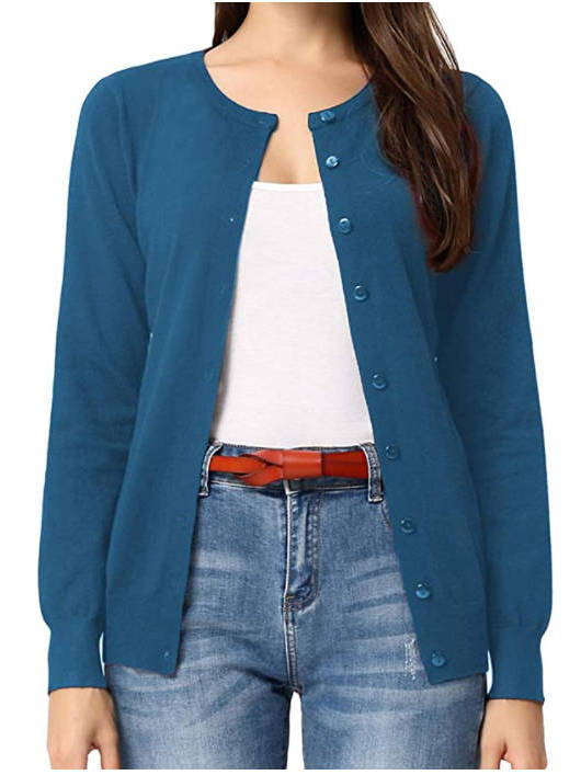 Women's Long Sleeve Knit Cardigan Sweaters, Casual Dressy Open Front Button Down Cardigans, Summer Outfit