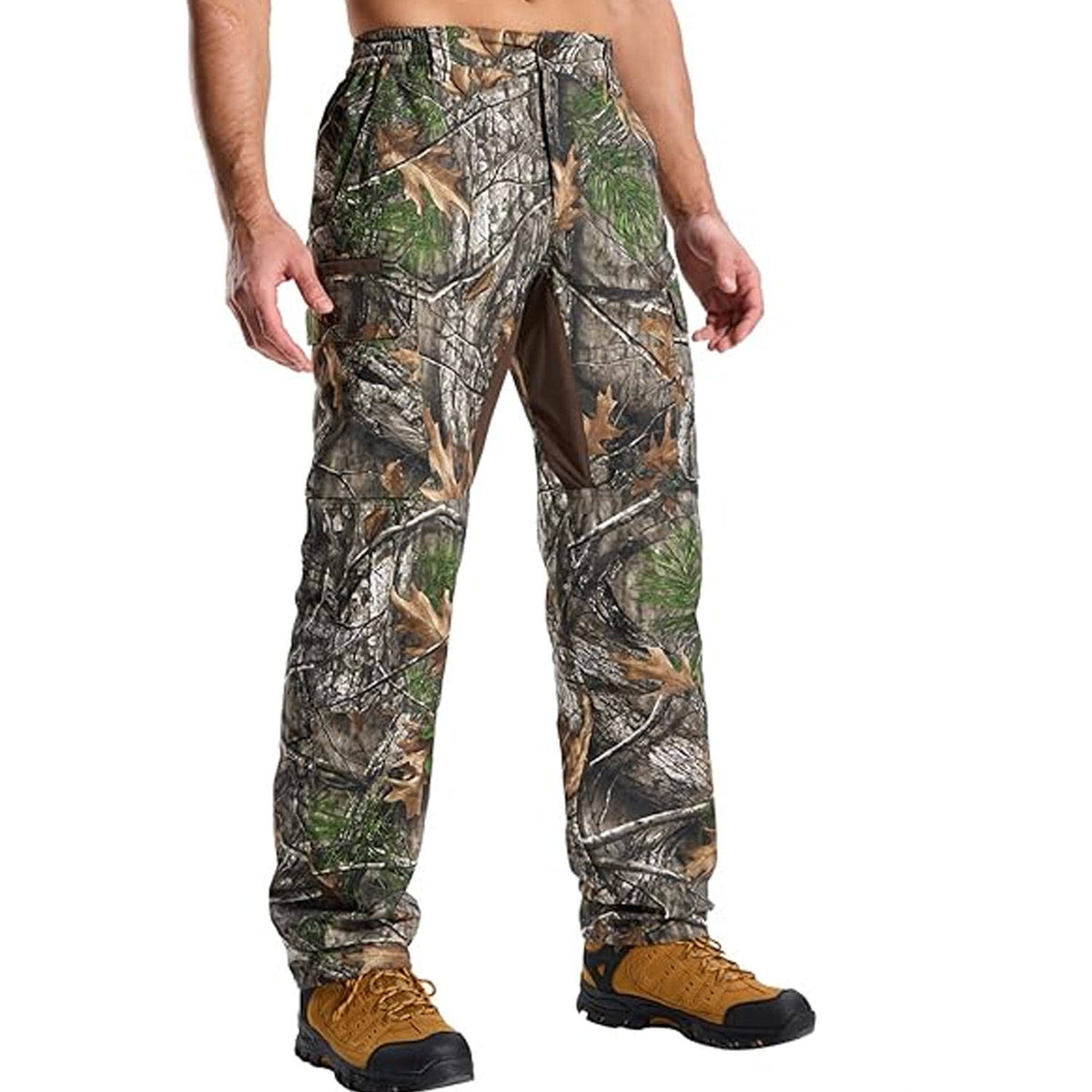 Mens Hunting Pants, Waterproof Breathable Hunting Trousers with Silent Outer Fabric for Fishing Turkey and Upland Hunting