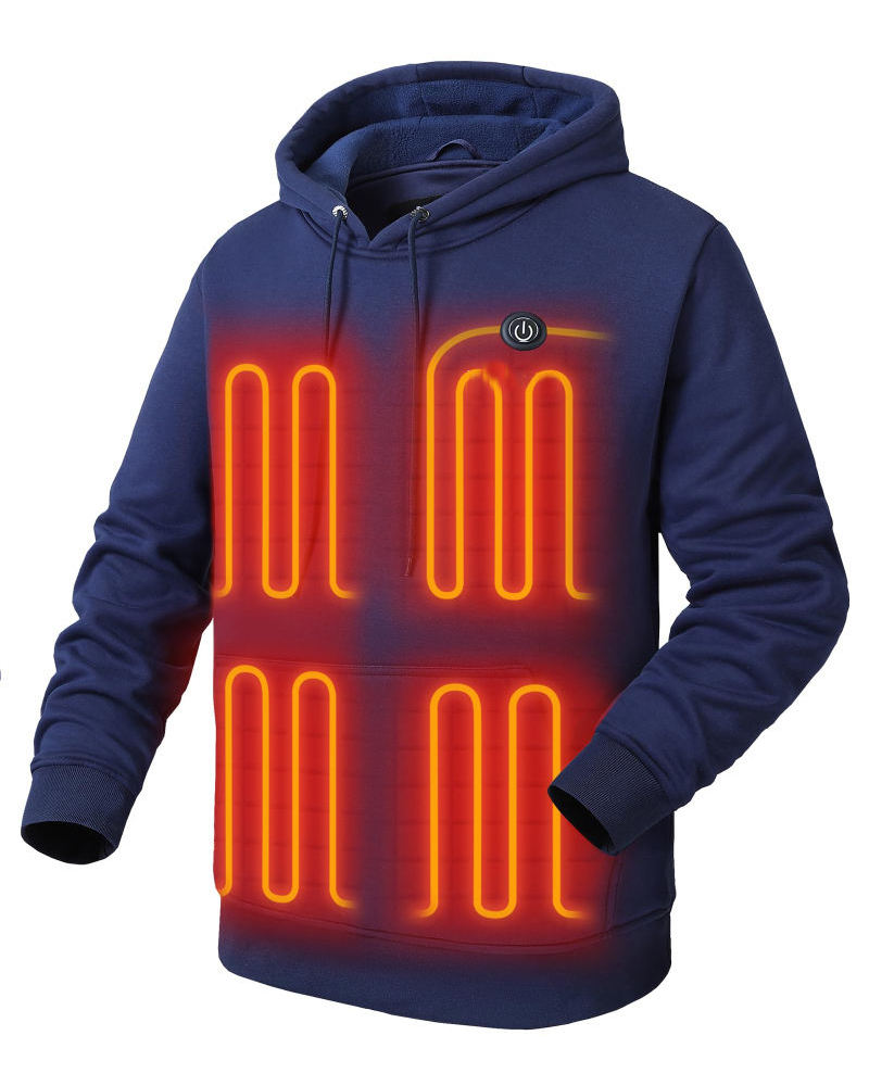 Unisex Heated Hoodie, Battery Powered Pullover Sweatshirt for Men & Women, Electric Heated Clothing