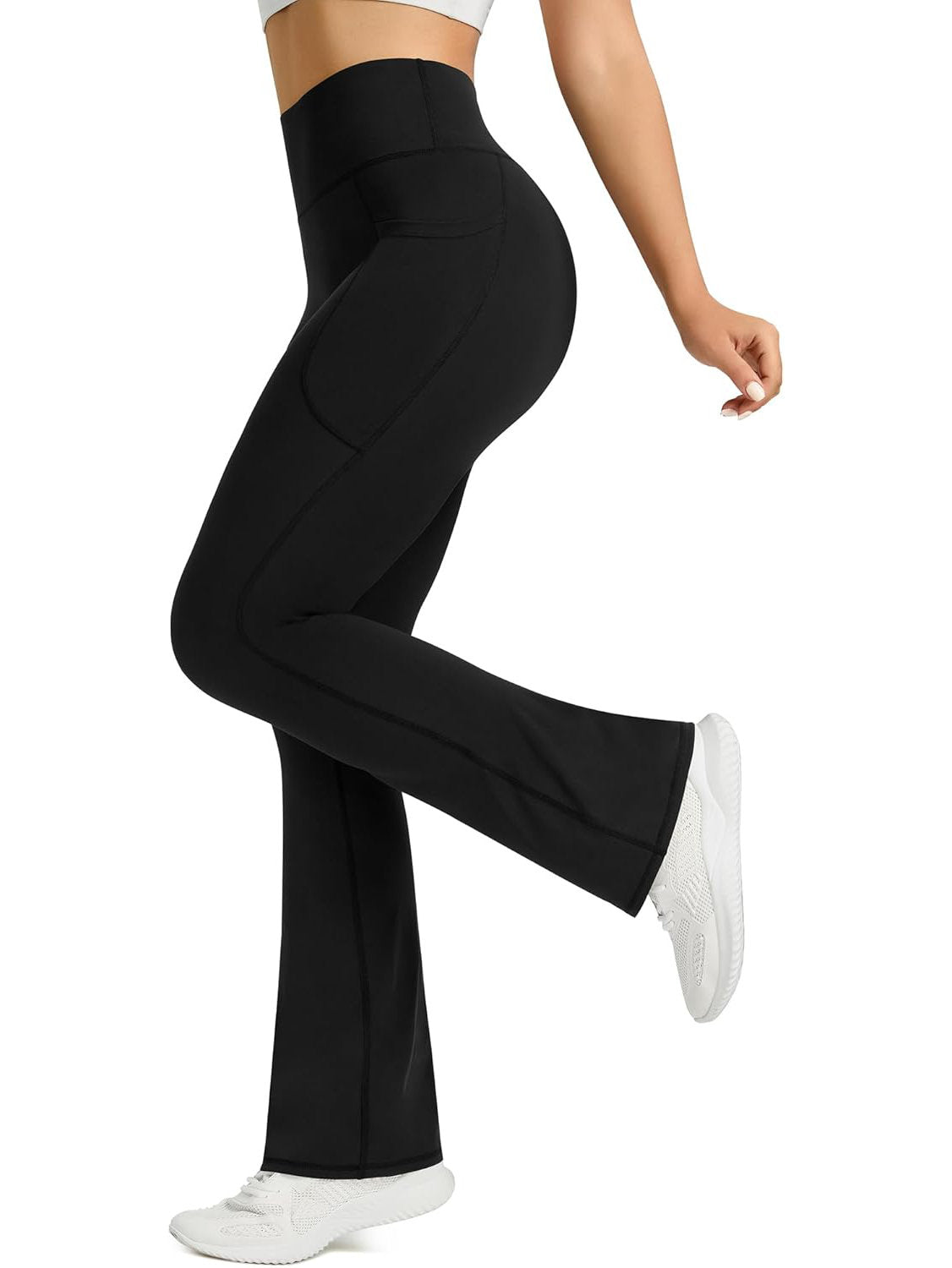 Womens Flared Yoga Pants, High Waisted Flare Leggings with Pockets for Yoga Workout and Casual Wear