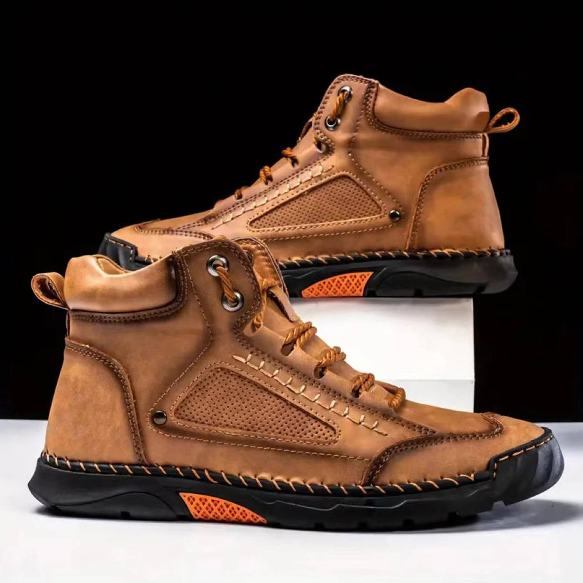 Mens Hiking Boots with Sealed Seams and Orthopedic Arch Support Wide Toe Box