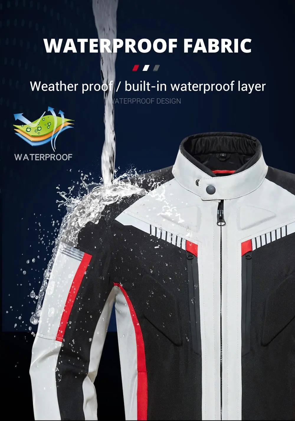 Motorcycle Jacket and Pants Set with EVA Armor and Removable Thermal Liner, Waterproof