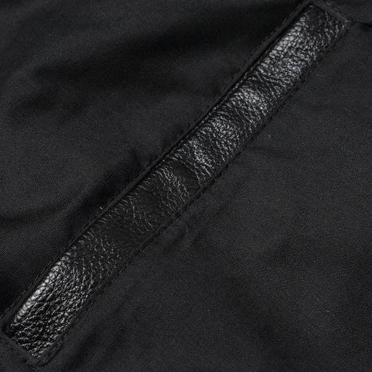 Quilted Motorcycle Jacket with Snap Collar and Four Pockets, Full Length Zipper