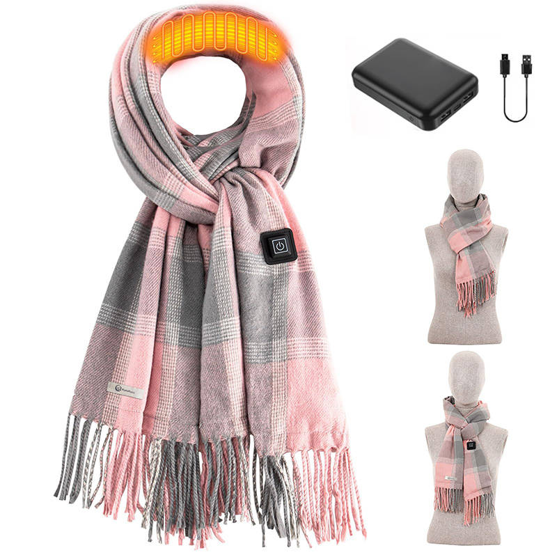 Womens Heated Scarf, Rechargeable Electric Neck Warmer with 5000mAh Battery and 3 Temperature Levels for Winter