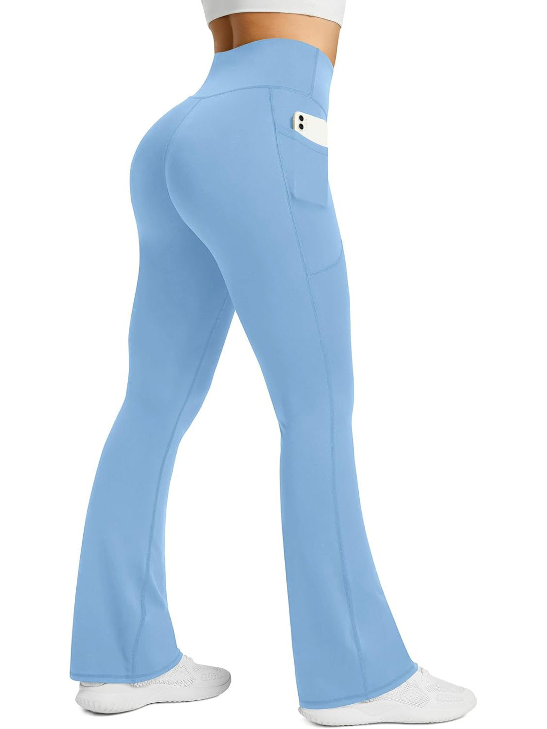 Womens Flared Yoga Pants, High Waisted Flare Leggings with Pockets for Yoga Workout and Casual Wear