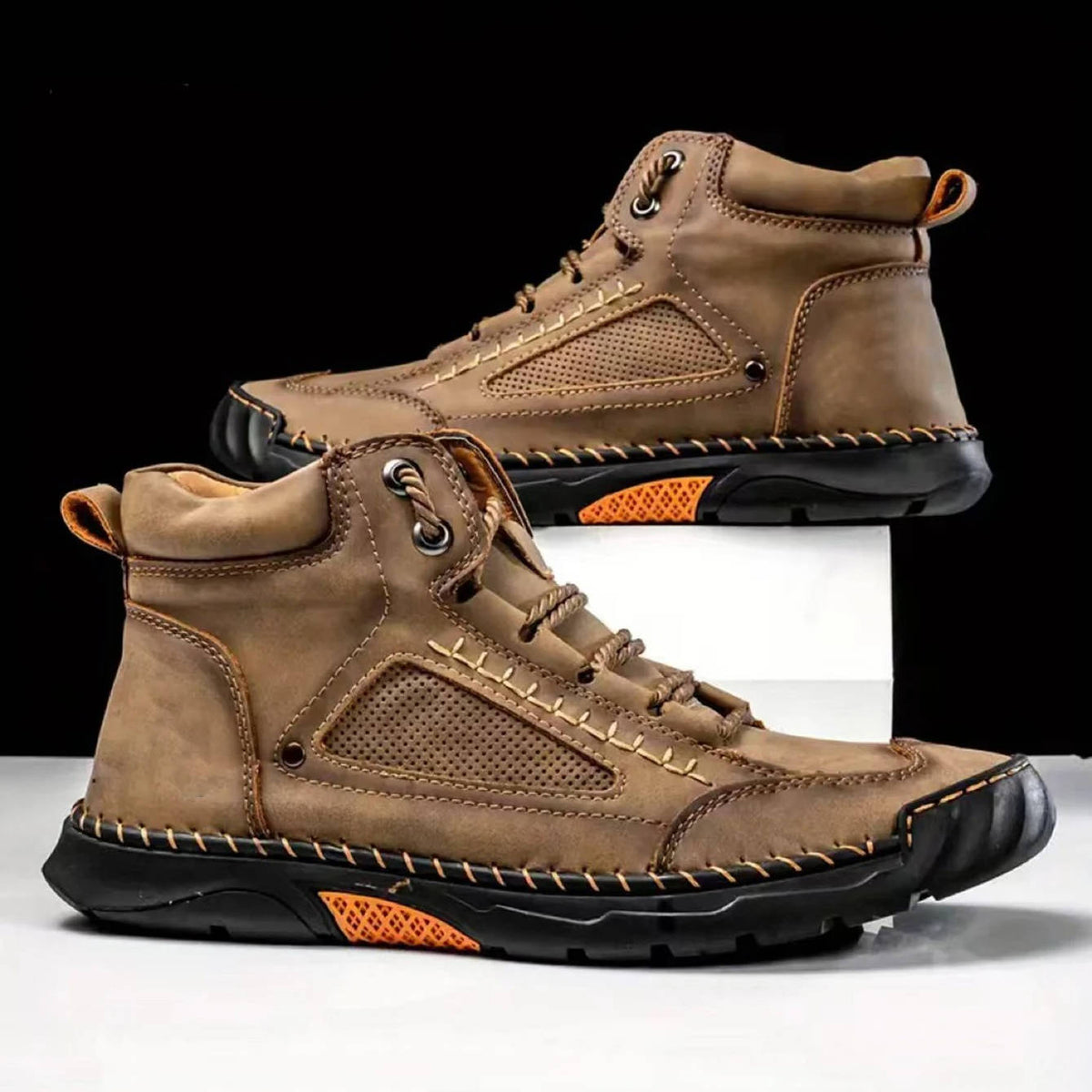 Mens Hiking Boots with Sealed Seams and Orthopedic Arch Support Wide Toe Box