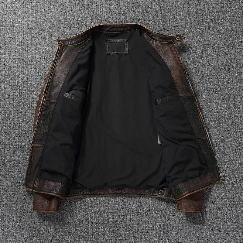 Quilted Motorcycle Jacket with Snap Collar and Four Pockets, Full Length Zipper
