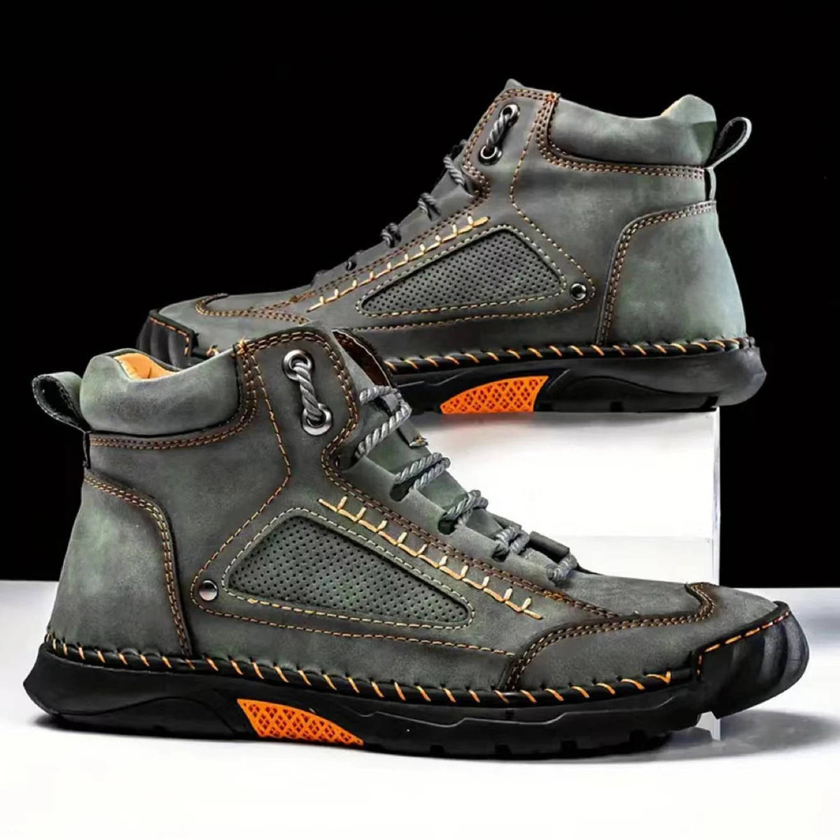 Mens Hiking Boots with Sealed Seams and Orthopedic Arch Support Wide Toe Box