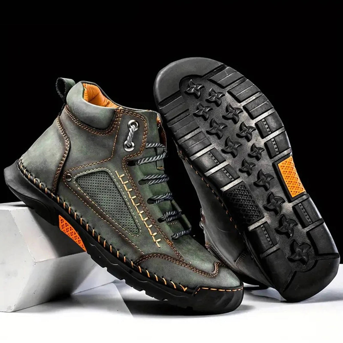 Mens Hiking Boots with Sealed Seams and Orthopedic Arch Support Wide Toe Box