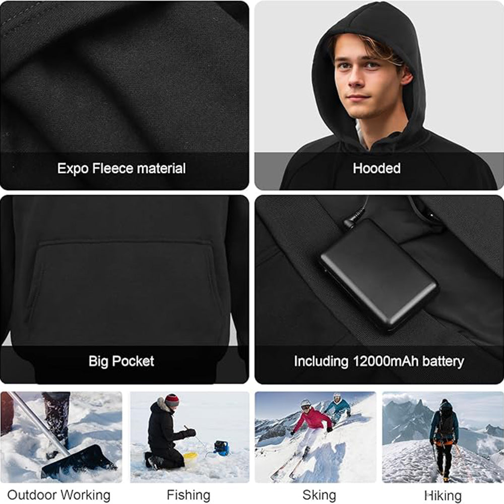Heated Hoodie for Men & Women, Fleece Lined, Battery Powered with 20000mAh Battery