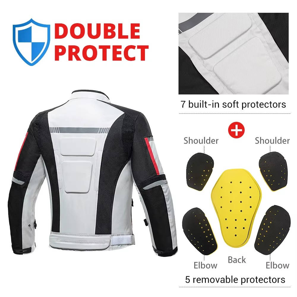Motorcycle Jacket and Pants Set with EVA Armor and Removable Thermal Liner, Waterproof