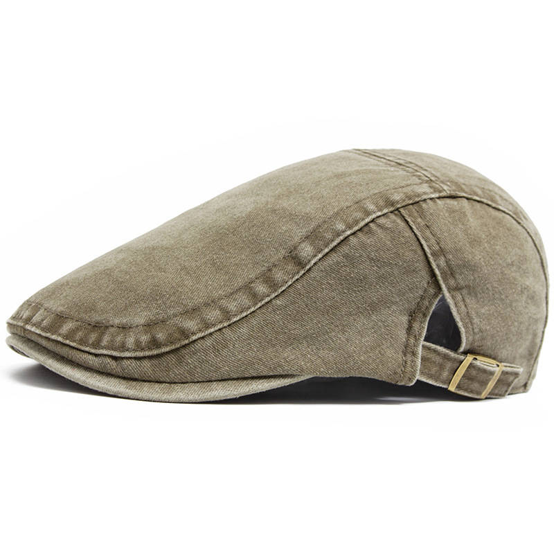 Men's Flat Cap, Washed Denim Newsboy Hat, Vintage Adjustable Ivy Driving Cap
