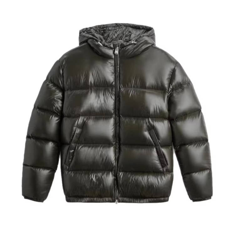 Hooded Puffer Jacket for Men with Cotton Padding and Stand Collar