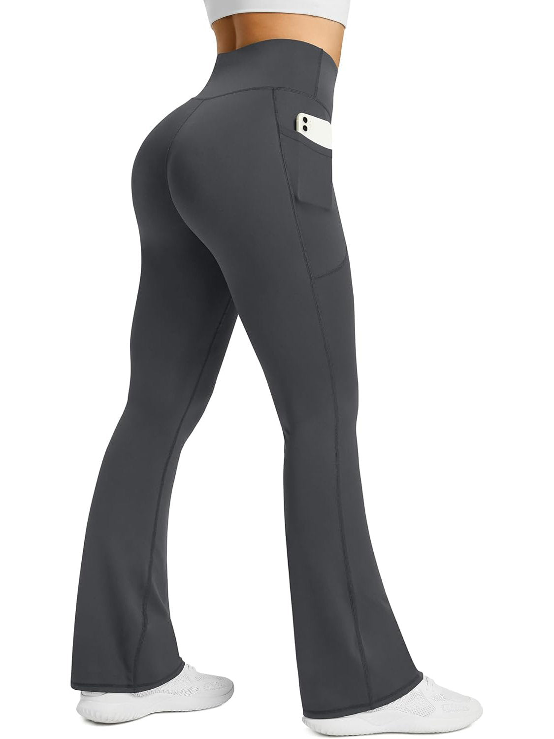 Womens Flared Yoga Pants, High Waisted Flare Leggings with Pockets for Yoga Workout and Casual Wear