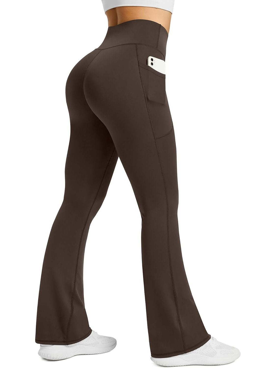 Womens Flared Yoga Pants, High Waisted Flare Leggings with Pockets for Yoga Workout and Casual Wear
