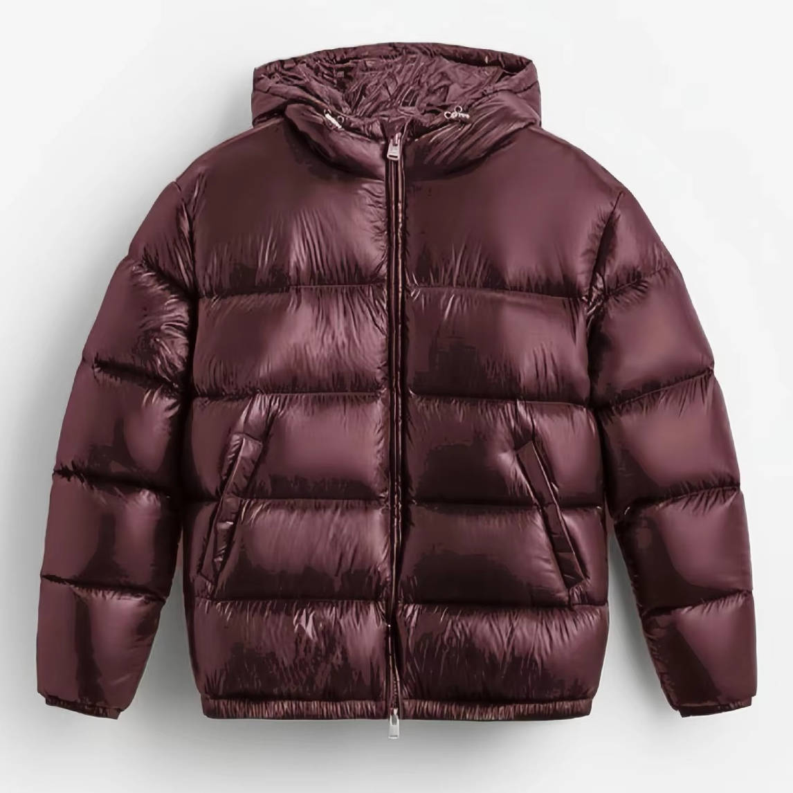 Hooded Puffer Jacket for Men with Cotton Padding and Stand Collar