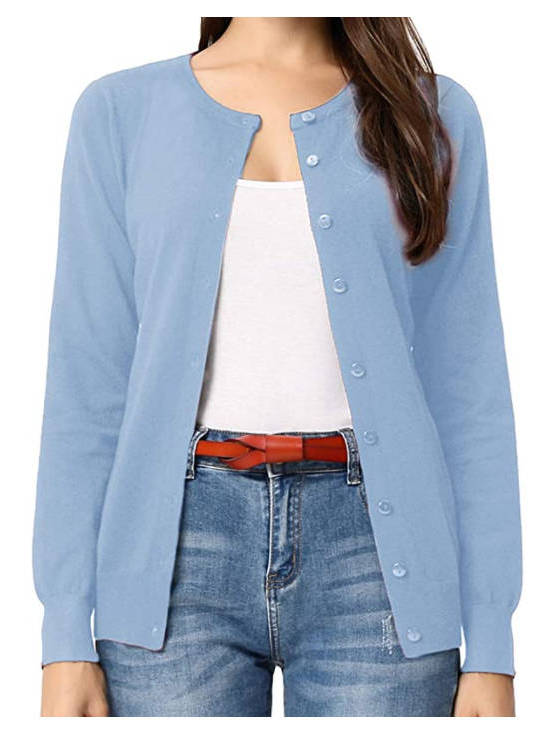 Women's Long Sleeve Knit Cardigan Sweaters, Casual Dressy Open Front Button Down Cardigans, Summer Outfit