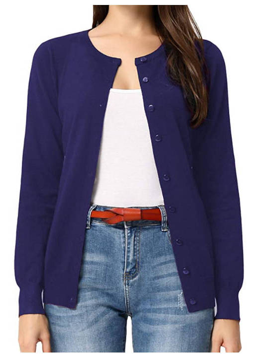 Women's Long Sleeve Knit Cardigan Sweaters, Casual Dressy Open Front Button Down Cardigans, Summer Outfit