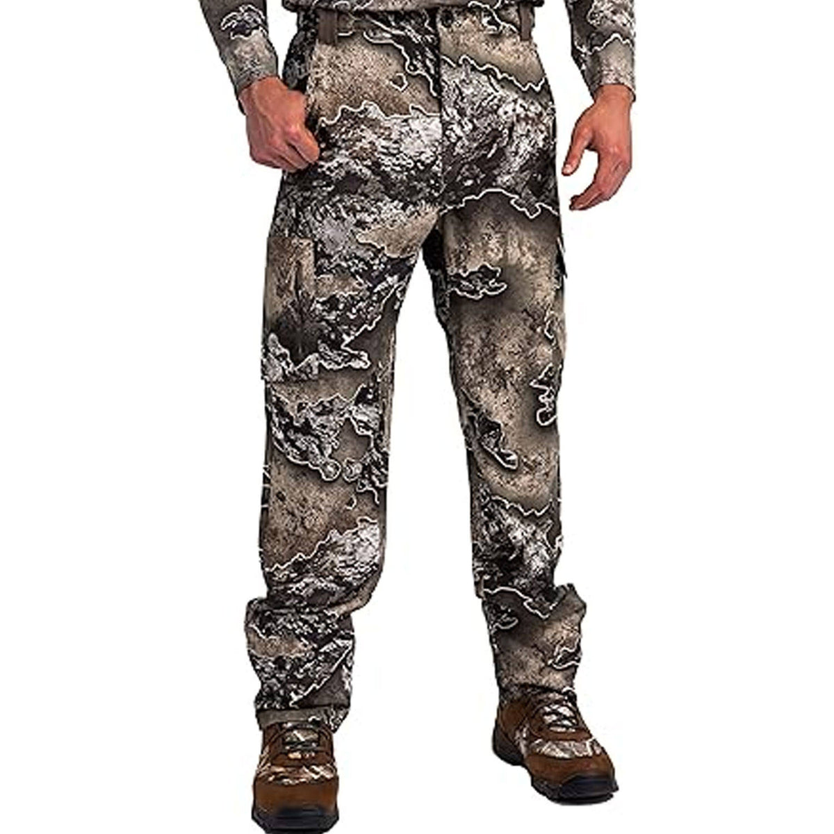 Mens Hunting Pants, Waterproof Breathable Hunting Trousers with Silent Outer Fabric for Fishing Turkey and Upland Hunting